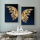 Золотая Бабочка двойное заклинание картина светильник холсте Роскошный Современный абстрактный постер Ресторан диван фон настенное украшение картины