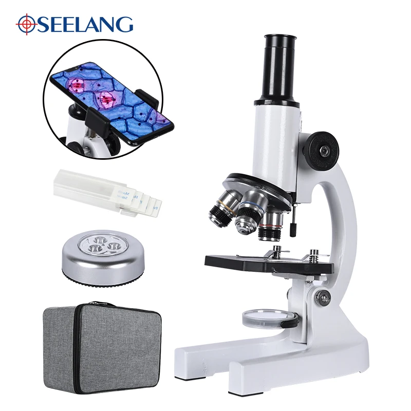 Zoom 640X 1280X 2000X HD Biological microscope Monocular student education laboratory LED light phone holder electronic eyepiece