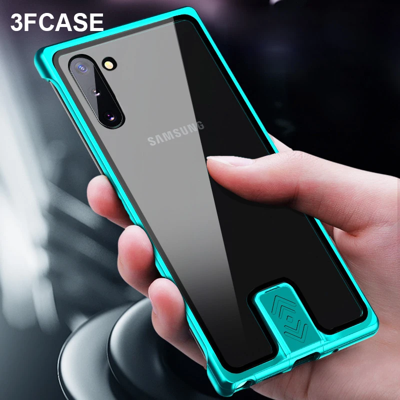 Металлический стеклянный чехол для Note 10 Samsung Galaxy Plus прозрачный безрамочный +