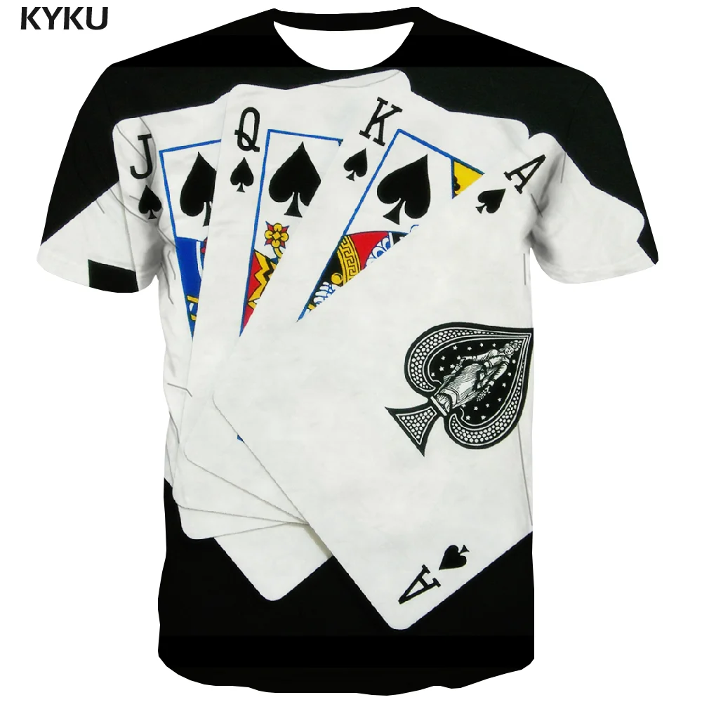 

2021 new men's 3d short-sleeved t-shirt, playing card t-shirt, hip-hop fashion black shirt, Harajuku anime clothes