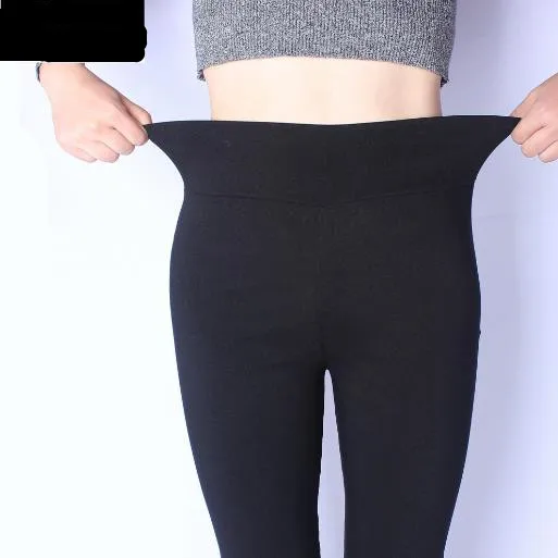 Office Women Pants 2019 autumn winter women leggings high waist retro elastic stretchy slim pants plus size skinny trousers M850 | Женская