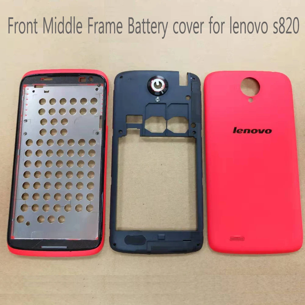 

Front Frame Middle Frame Battery Back Cover For Lenovo S820 Housing With Camera Lens+Power Volume Button Replacement Repair Part
