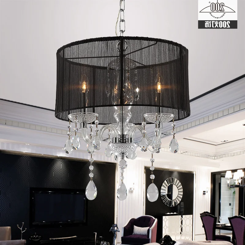 

European Style White Fabric Shade Led Modern K9 Crystal Chandeliers E14 Lustres De Cristal Chandelier luminaria