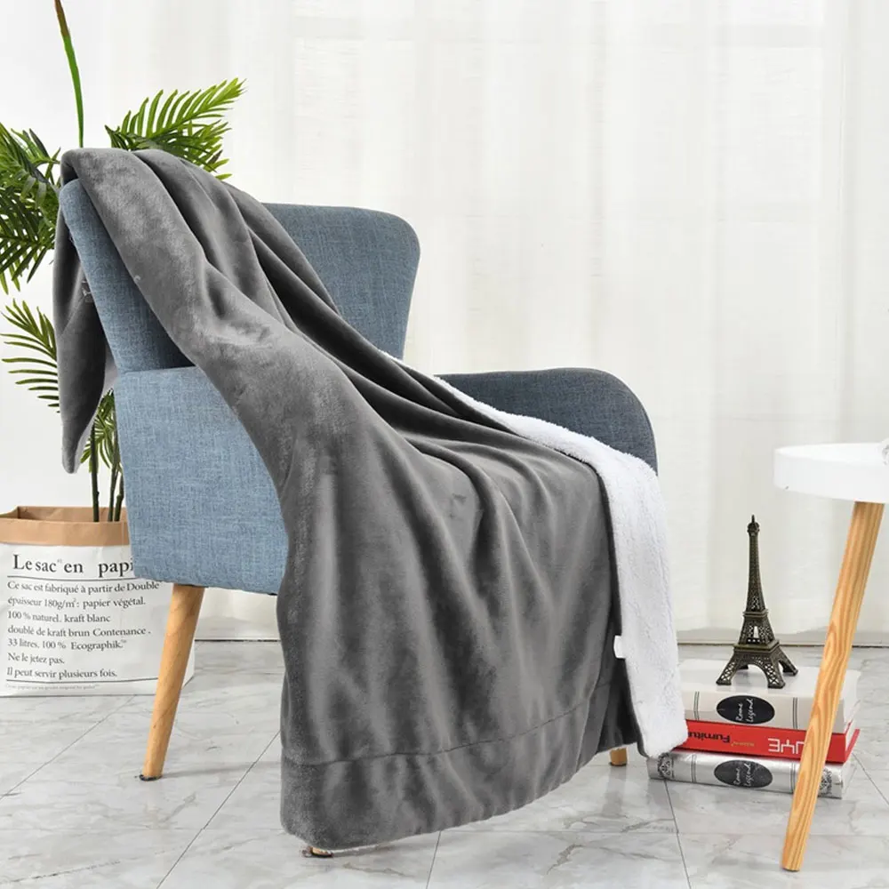 Fuzzy Warm Solid Color Coral Fleece Blanket Office Fluffy Rest  Sofa Bedding Cover Bedsheet Student Home Bedspread