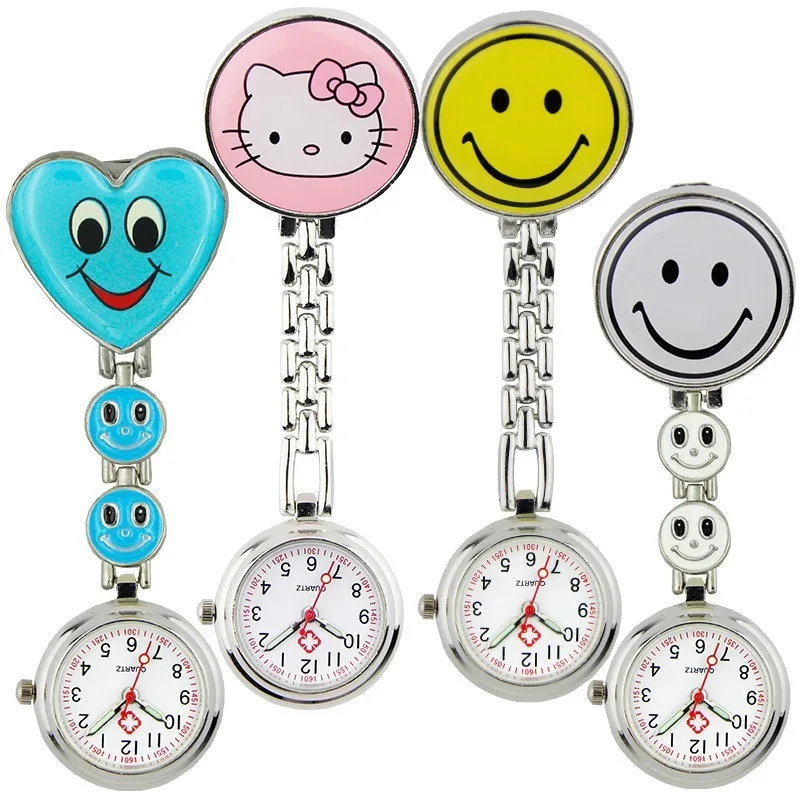 Карманные и часы леди Бабочка смайлик кварц клип Брошь медсестры карманные на