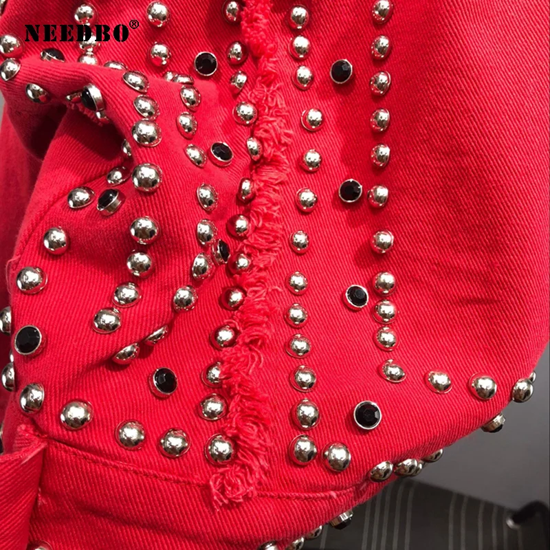 

Short Spring Autumn Denim Jacket Oversize Women Casual Loose Beading Rivet Veste Femme Women Jackets Coat Outwear Female Jacket