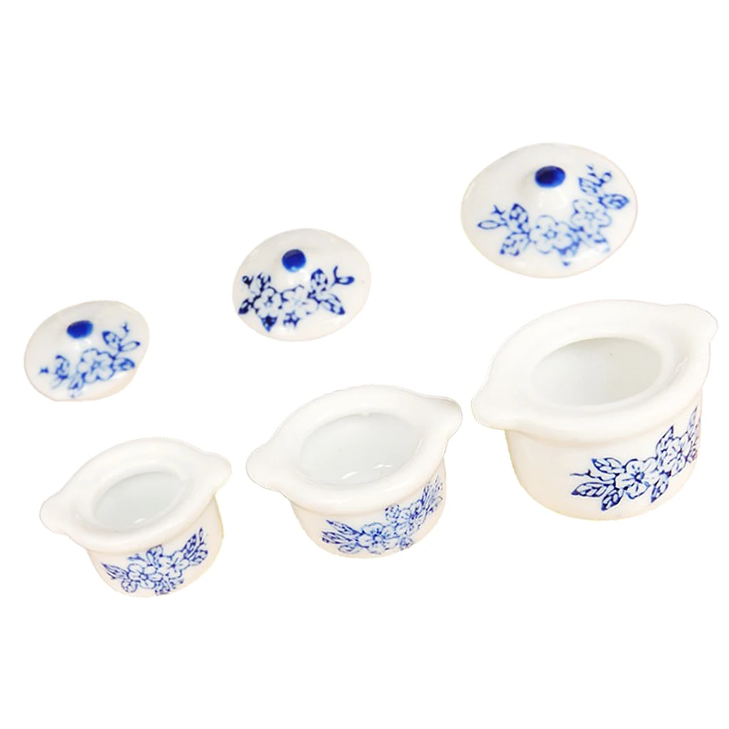 

3 Packs of Antique Dollhouse Casseroles in 1:12 Scale for Miniature Accs