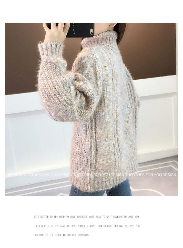 

Turtleneck Women's Sweater New Pullover Japanese Loose Wear Lazy Wind Autumn and Winter Thick Top