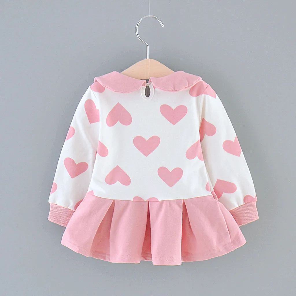 Фото Топы для маленьких девочек с рисунком сердца платье принцессы одежда длинными Топы для маленьких девочек с рисунком сердца платье принцессы одежда длинными