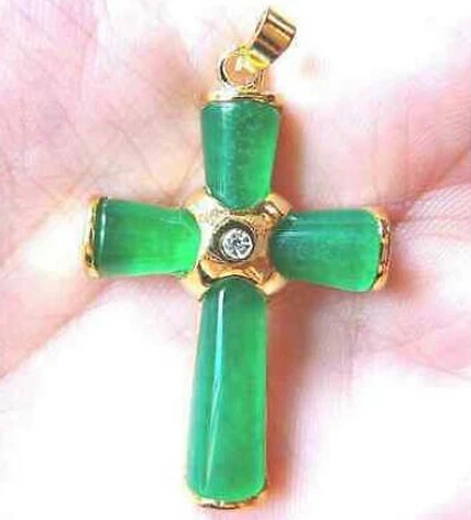 + 317 новый горячий Редкий Азиатский Шарм Зеленый крест кулон ожерелье 17