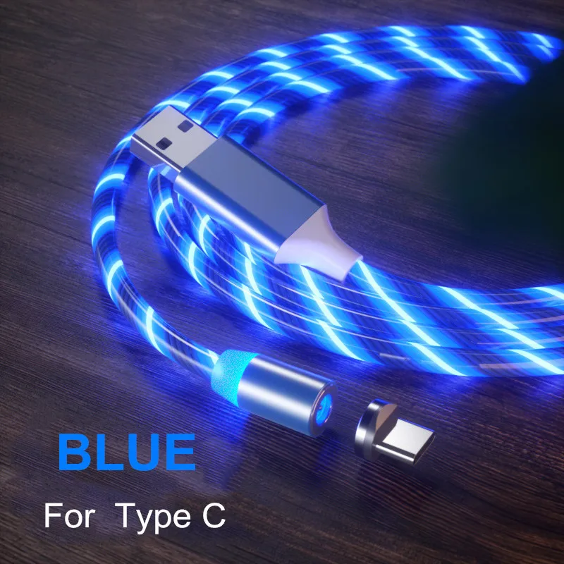 Blue for Type C Vanniso 2 м магнит микро Usb кабель зарядный провод для iphone X 11 Xiaomi mi8 9t redmi note 7 samsung type C зарядное устройство светящийся шнур - Цвет: Blue for Type C