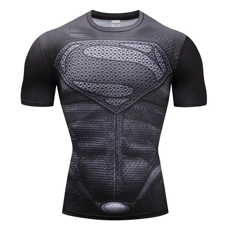 Мужские компрессионные рубашки футболки Супермена топы Бэтмена флэш-футболки