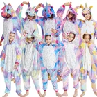 Новые пижамные комплекты в виде единорога кигуруми зимняя фланелевая Женская одежда для сна пижамы в виде животных для мальчиков и девочек Пижамы Детские костюмы