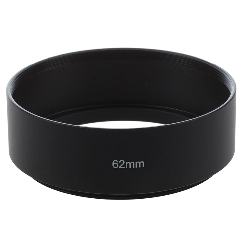 

Textured Black Plastic 52mm Lens Cover Cap for Camera & 62mm Screw Mount Metal Lens Hood for Digital Video Camera