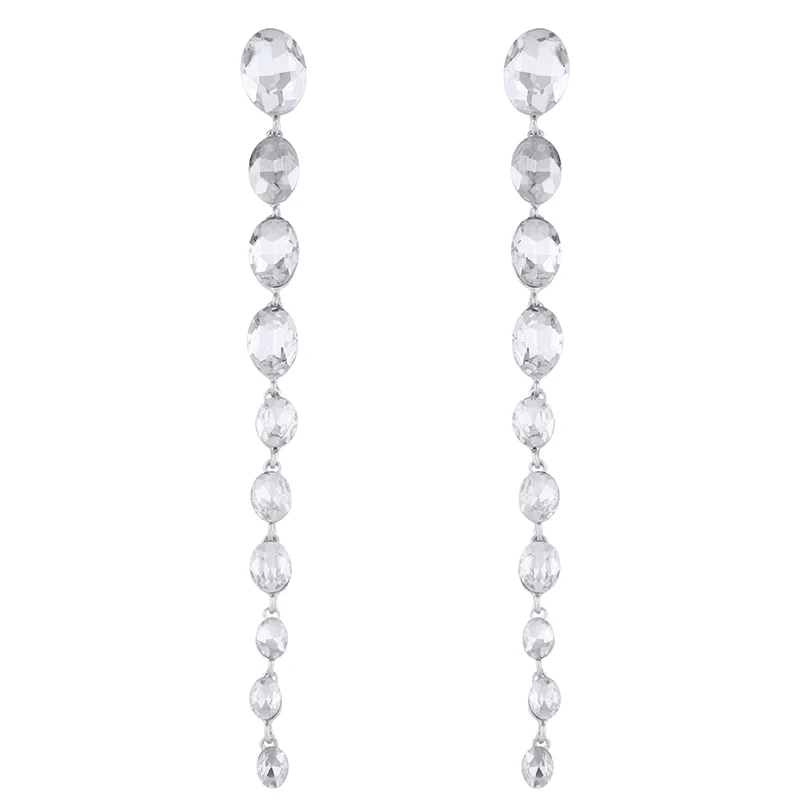 Женские длинные висячие серьги OCESRIO черные сережки с кристаллами и камнями