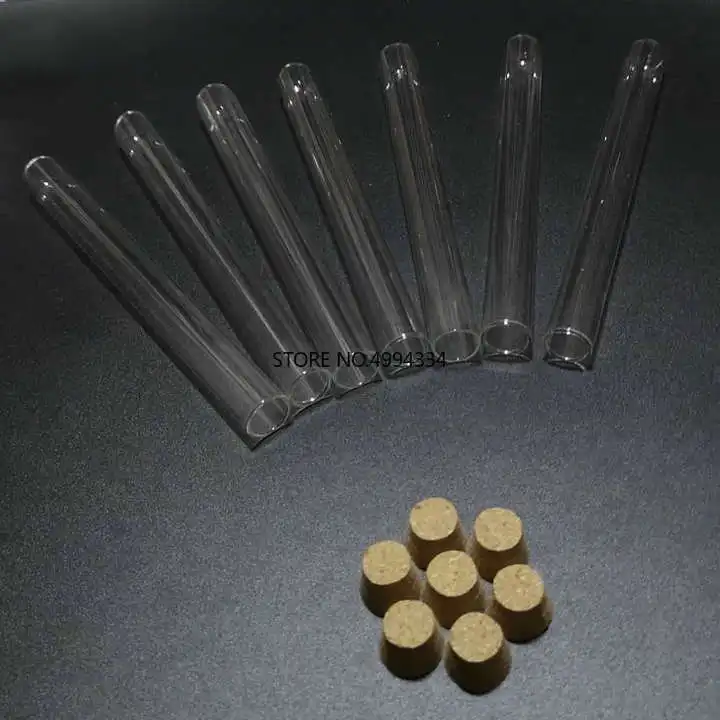 100 шт./лот 15x150 мм круглая Нижняя прозрачная стеклянная пробирка с пробковой