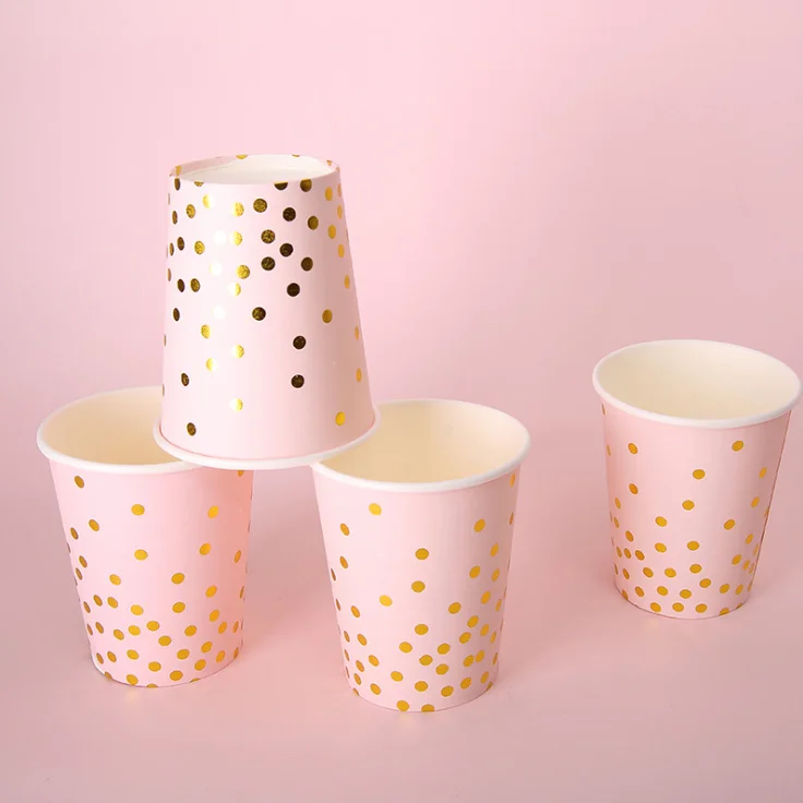 Сусального золота розовые одноразовые столовые приборы на Рождество и новый год