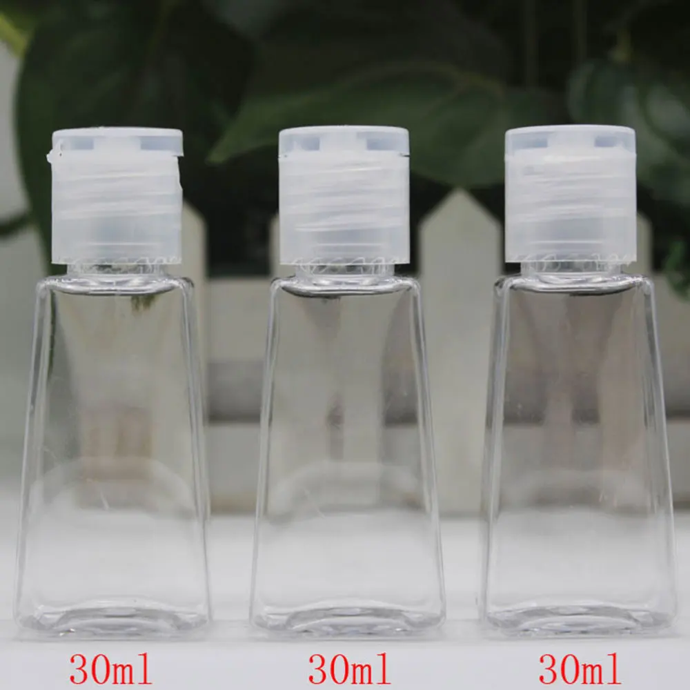 

10pcs 30ml Trapezoidal Empty Hand Sanitizer Bottles Refillable Container Transparent Bottle