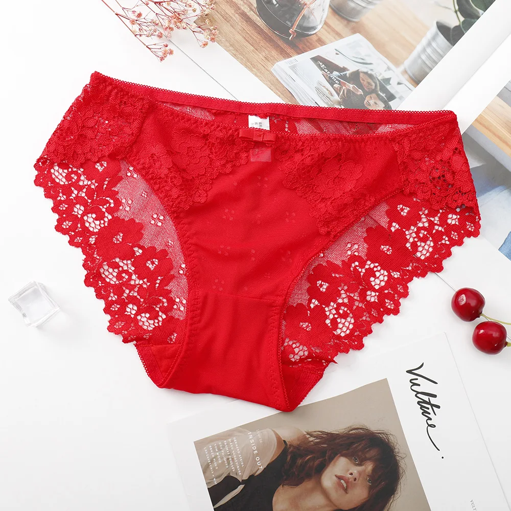 

New women's mid-waist women's panties product pure cotton bottom crotch cloth lace trim sexy Fanatic Women's briefspanties
