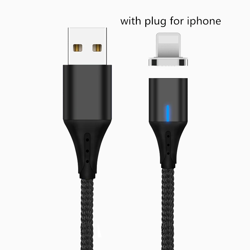 Black for Apple Plug Магнитный кабель 3A Micro usb type C кабель передачи данных для быстрой зарядки для iPhone XS MAX XR 8 7 Plus SAMSUNG S10+ S9 для XIAOMI Mi9 MIX3 2S - Цвет: Black for Apple Plug