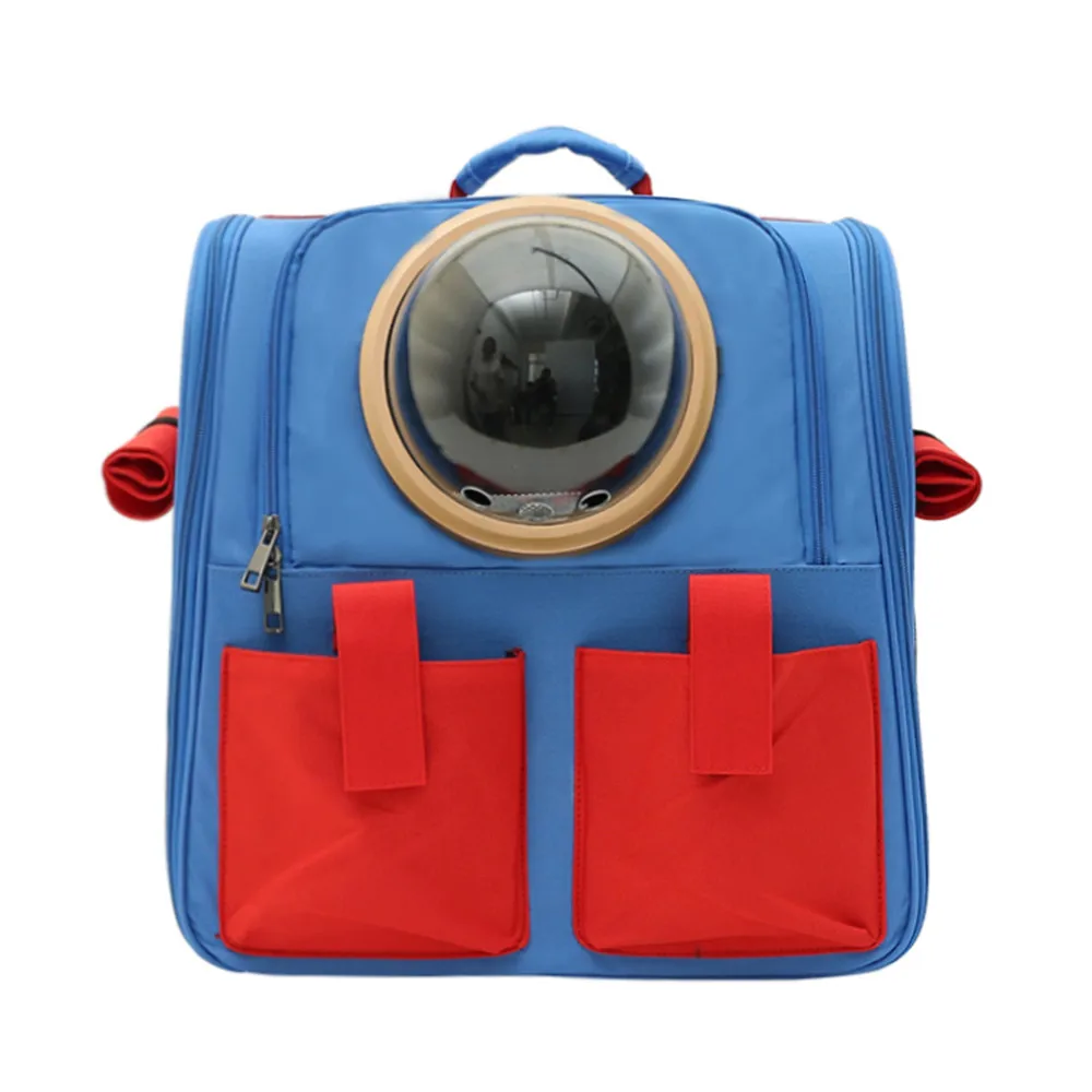 Outdoor Dog Backpack Large Capacity Pet Carrier Bag Portable Travel Transparent Space Capsule Folding Canvas Cat Knapsack