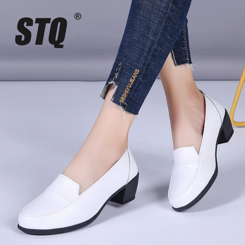 STQ/осенние женские туфли лодочки на среднем каблуке Женские повседневные без