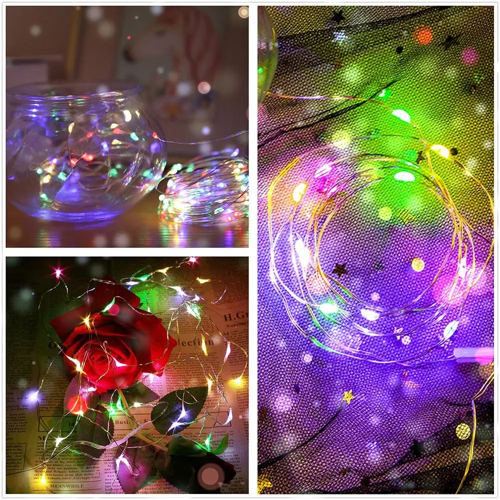

USB Battery Box Power Supply Colorful LED Copper Wire String Light Flashing Light Bedroom Decoration Colorful 20m