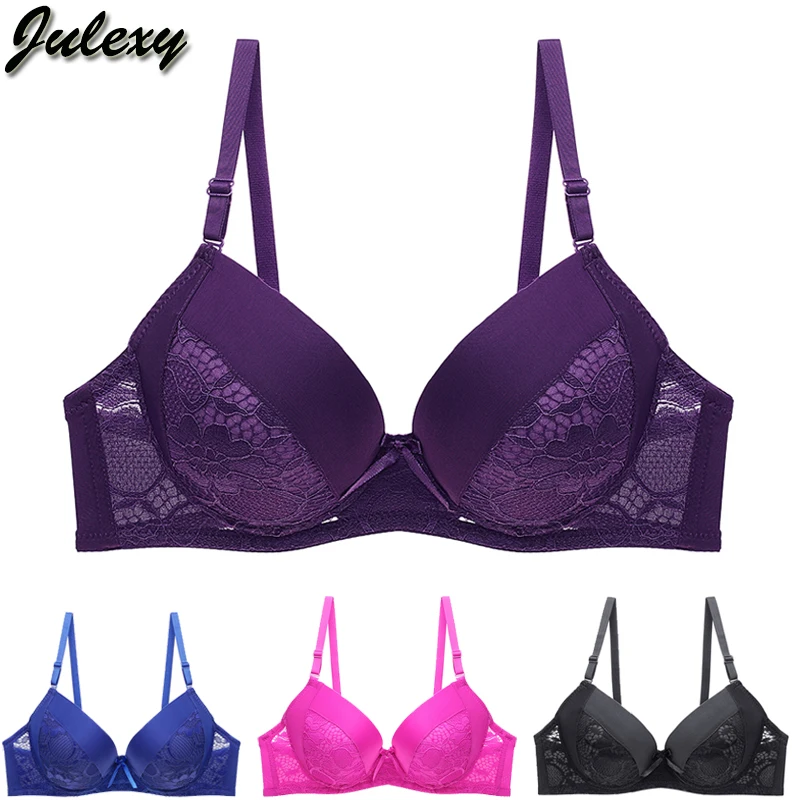 Julexy однотонные B C D Пикантная обувь с кружевами Женская бюстгальтер Push up Большие