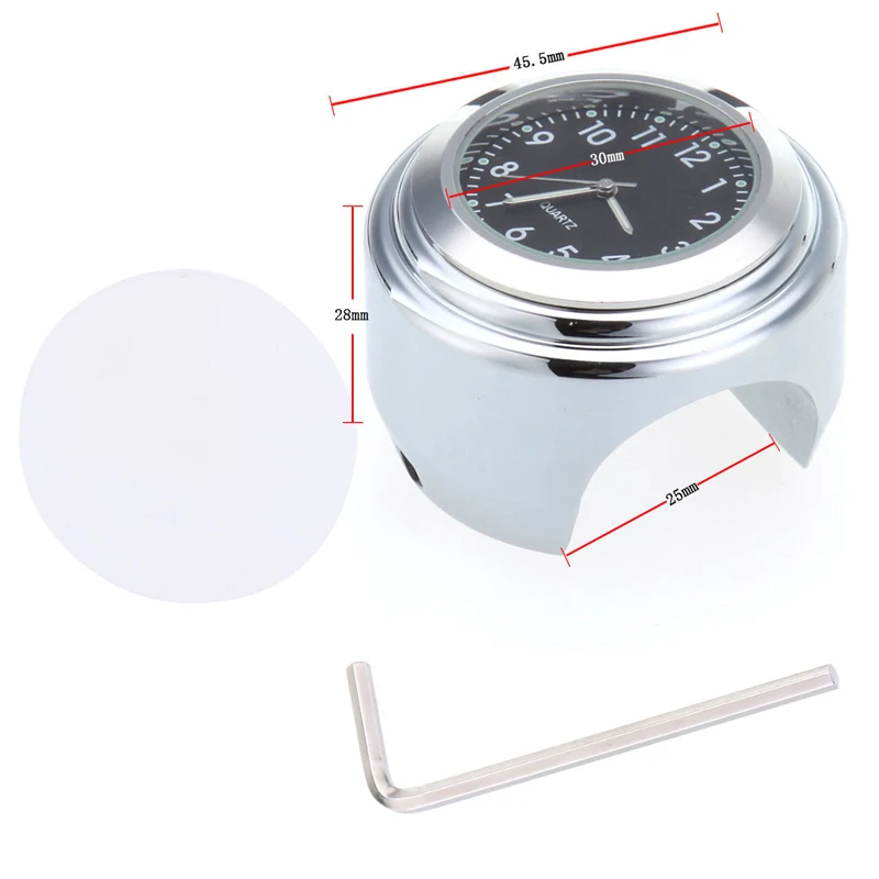 Универсальные водонепроницаемые хромированные кварцевые часы 7/8 дюйма с