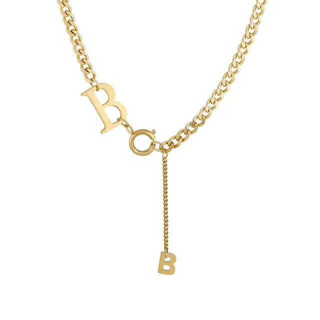 

HOT Lucky Pendant B Silver Color Fashion Women Girl Trendy Men Charm Boy LINKS Chain Necklace Wn19
