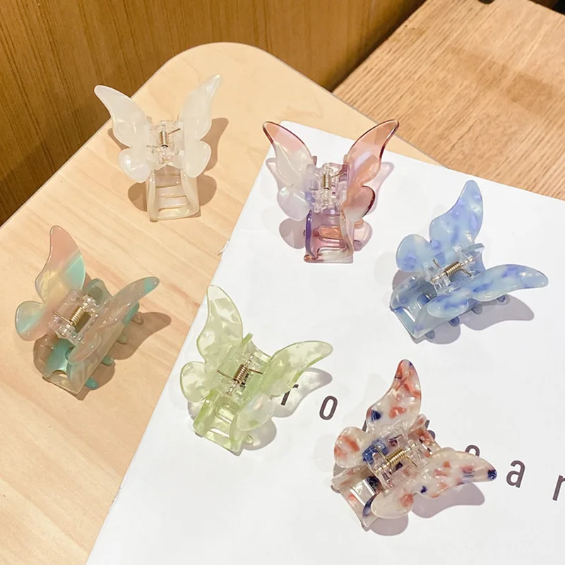 

New Acetate Butterfly Hair Claw Sweet Fairy Geometric Hair Clip Tie-Dye Colored Styling Tools Barrettes for Women Girls
