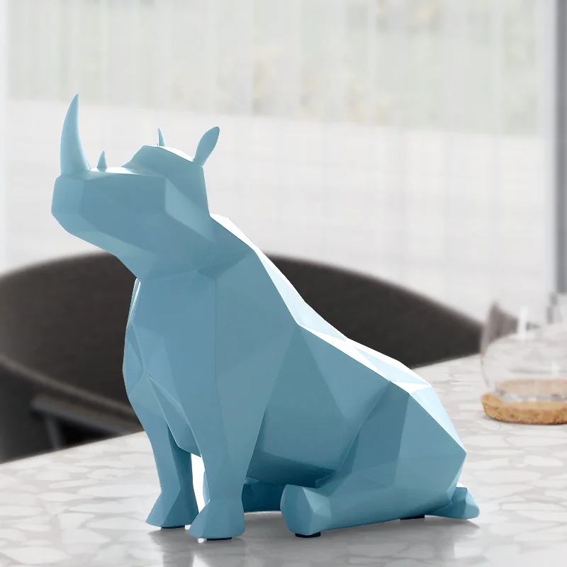

FIGURINE ANIMAL EUROPEAN CREATIVE RESIN GIFTS STATUE TABLETOP DECOR FOR OFFICE HOME DECORATIONS RHINOCEROS STATUE DESK ORNAMENTS