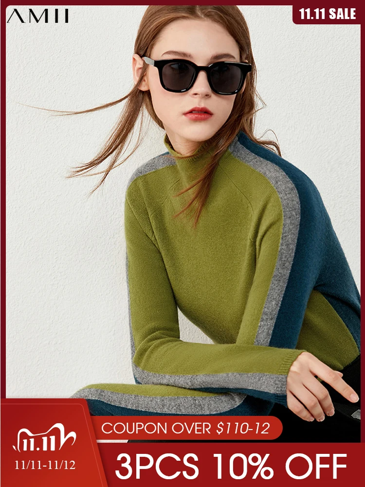 

Amii Minimalism Winter Sweaters For Women Fashion Cashmere&wool Women's Turtleneck Sweater Causal Female Pullover Tops 12040855