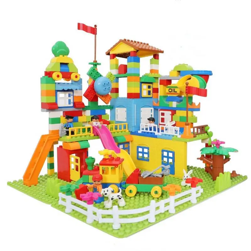 

Big Particle Slide Blocks Compatible City House Roof Castle Brick kids toys DIY Plastic Assembly Blocks Christmas birthday gifts
