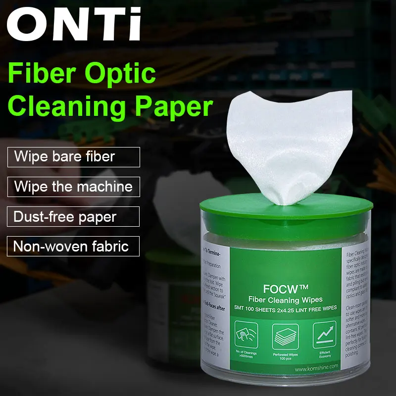 ONTi 280pcs/box Fiber Cleaning Wipes Platform Dustfree Paper Fiber Optic Low-lint Wipes Optical Fiber Clean Paper FTTH Tools