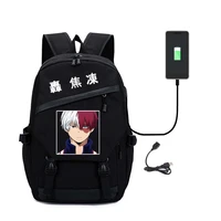 shoto todoroki backpack anime my hero academia fashion cosplay multifunction usb charging laptop japanese shoulder travel bags