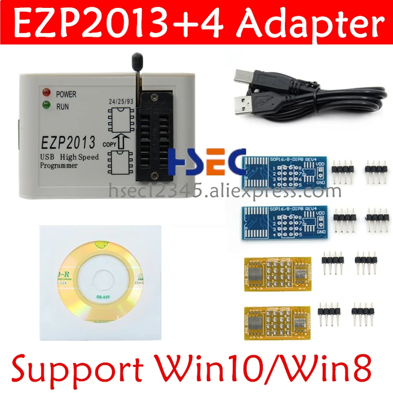 Высокоскоростной USB программатор SPI EZP2013 EZP2019 с 4 адаптерами WSNO8 QFN8 EZP2010 2011