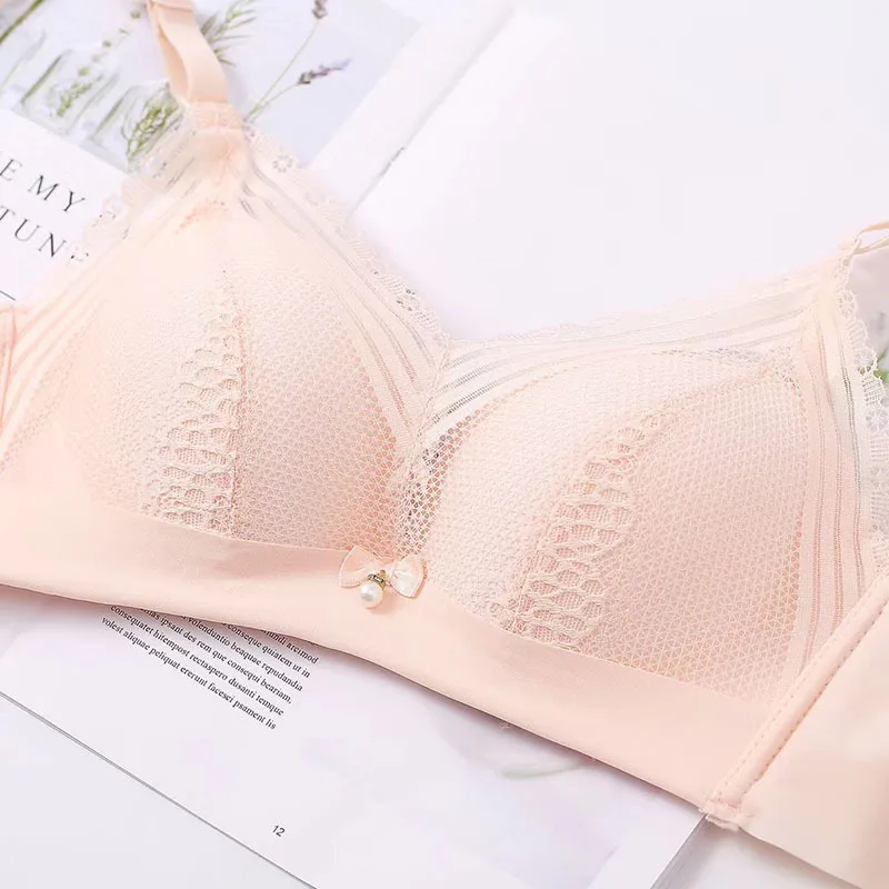 

Wasteheart Green Women Fashion Wireless Lace Bow Bra Set Cotton Panties Push Up Underwear Sexy Lingerie Sets Convertible Cup A B