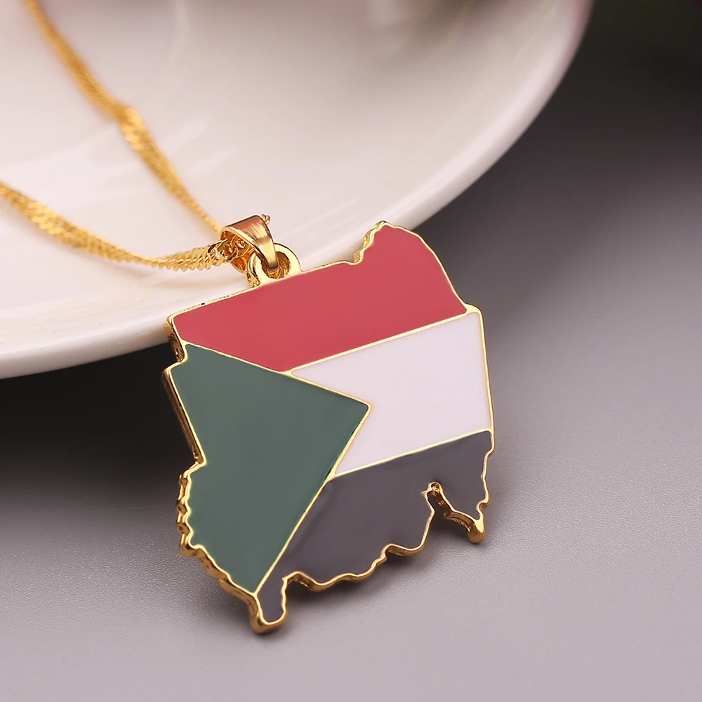 Австралия Южно-суданская карта кулон в форме флага ожерелья золотого цвета