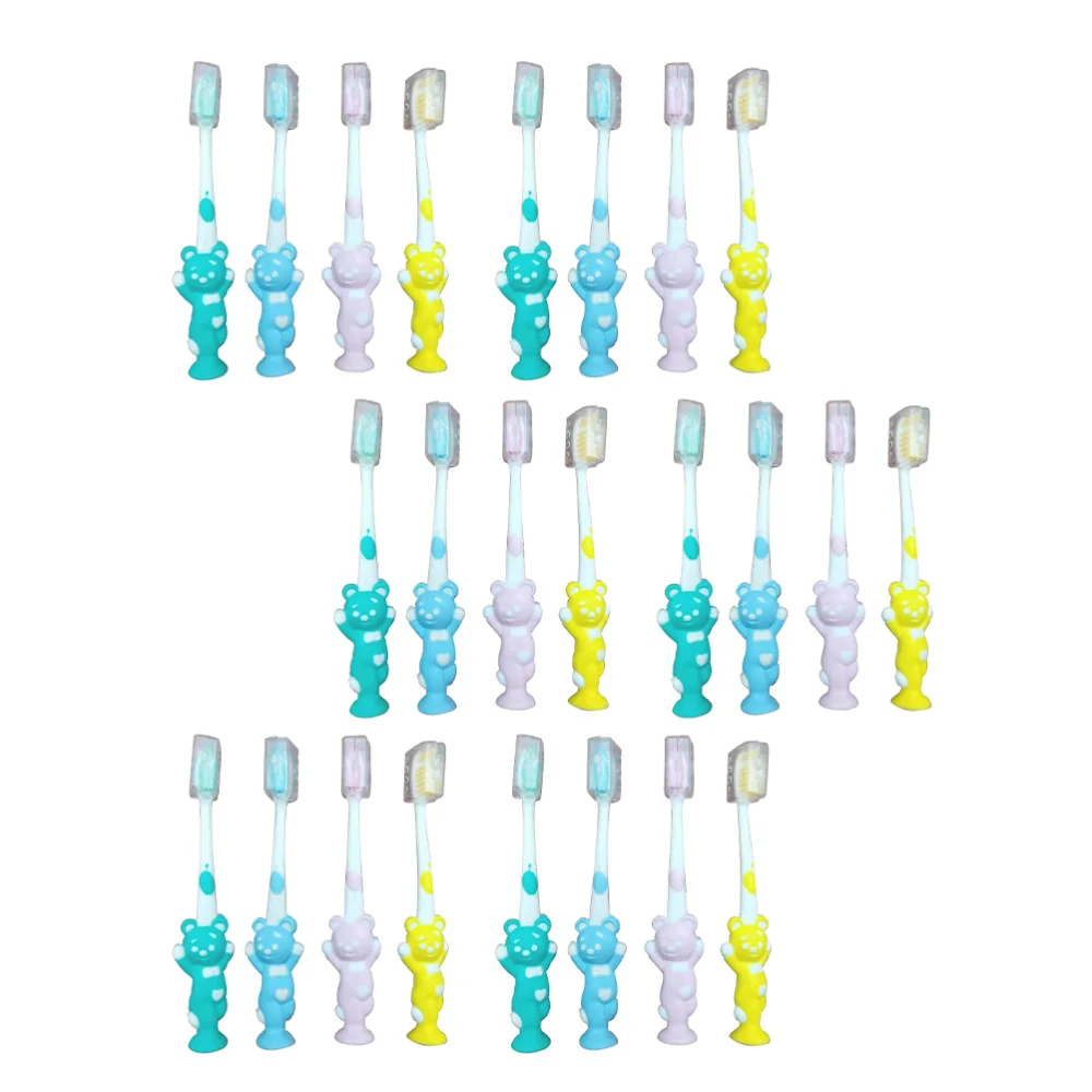 

24pcs Bear Shaped Bamboo Charcoal Bristles Toothbrushes for Kid (Assorted Color)