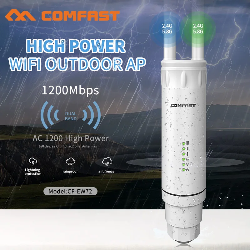 Открытый Wi Fi ретранслятор высокой мощности 23dBm 5 ГГц 1200 Мбит/с беспроводной