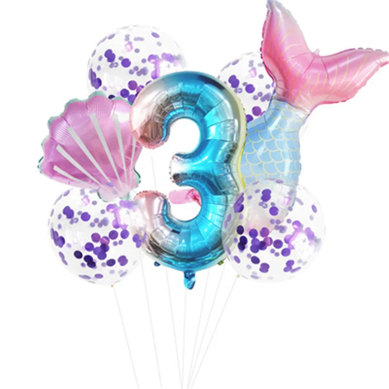 

7pcs/lot Mermaid Latex Balloons Romantic Wedding Decoration Baby Shower Birthday Party Decor Clear Air Balloons Party Supplies