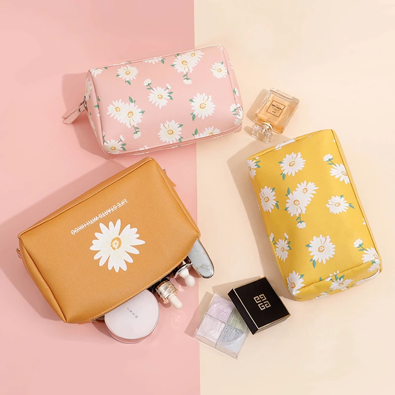 Новинка 2020 модная косметичка с маргаритками для девушек водонепроницаемая из