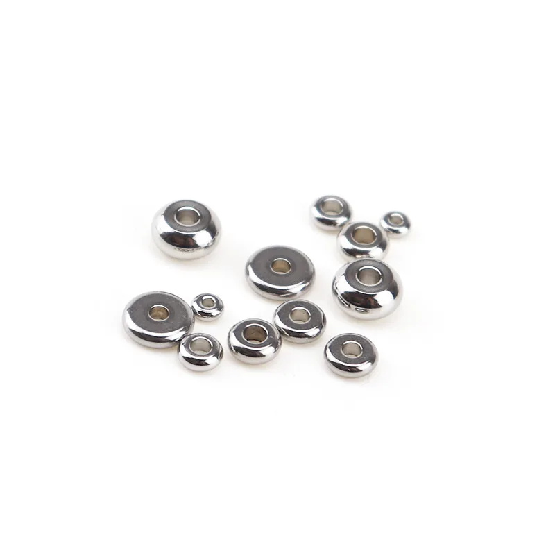 

50pcs/lot 4 5 6 8 10mm Stainless Steel Flat Round Bead Loose Spacer Beads for DIY Jewelry Making Necklace Accessories Wholesale