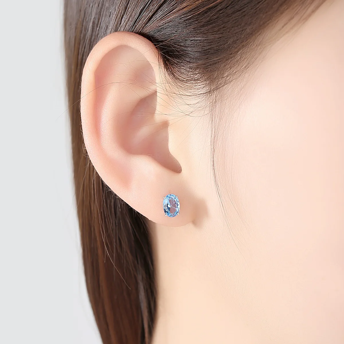 

OEKDFN 100% 925 Sterling Silver Earrings Oval Aquamarine Blue Toapz Gemstone Earrings Ear Studs Women's Fine Jewelry Wholesale