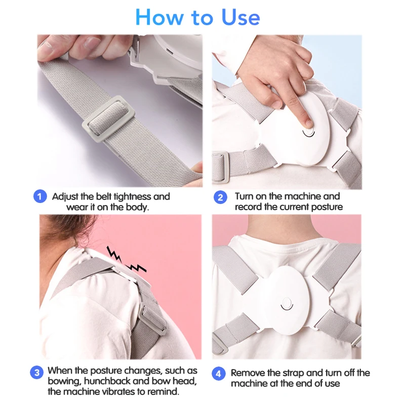 

Adjustable Smart Intelligent Posture Corrector Back Support Vibration Reminder Upper Back Brace Clavicle Support for Men Women