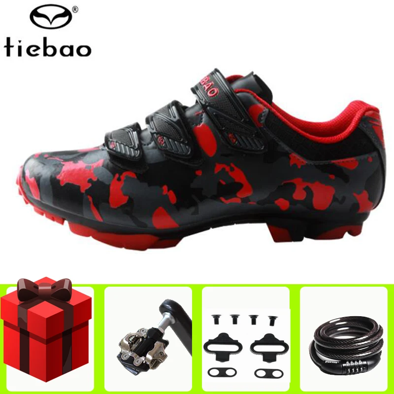 

Tiebao Professional Cycling Shoes MTB SPD pedals set Mountain Bike Breathable Self-Locking Outdoor sneakers Men Bicycle Shoes