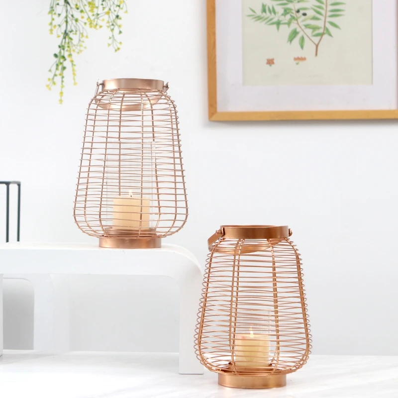 Скандинавская Роскошная железная Золотая свеча в стиле ретро ветровая лампа