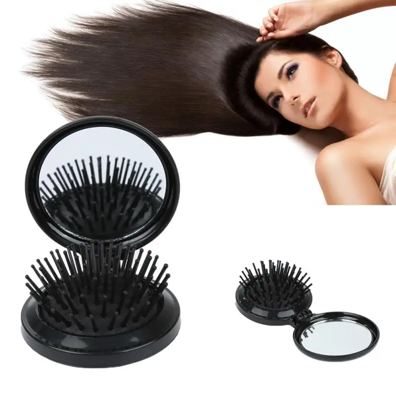 

1PC Round Folding Makeup Mirror Relieve Stress Airbag Massage Comb Mirror New 2 IN 1 Makeup Comb For Facial Makeup Accessories