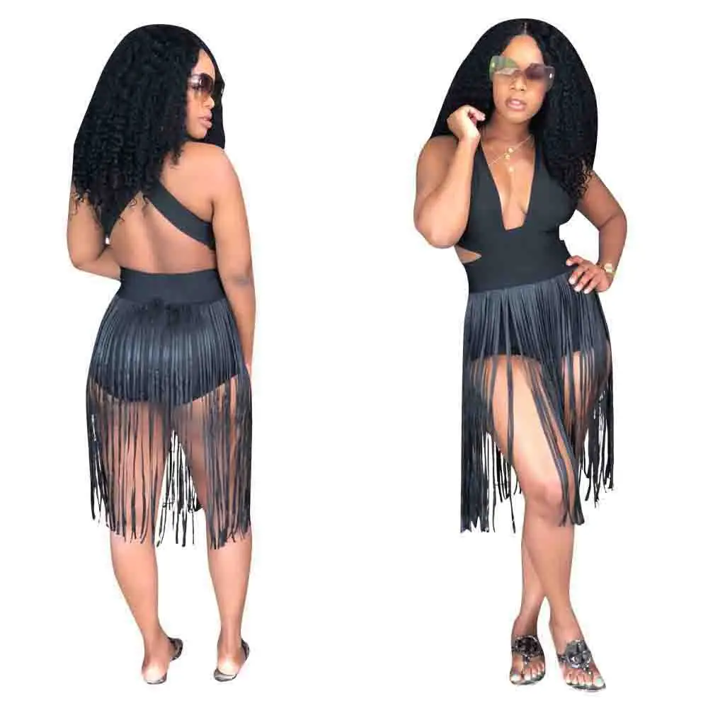 Women sleeveless sexy jumpsuits tassel romper women bodysuit lady combinaison femme DLM974 | Женская одежда